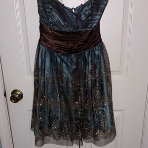 Morgan & Co. Blue and Brown Midi Dress